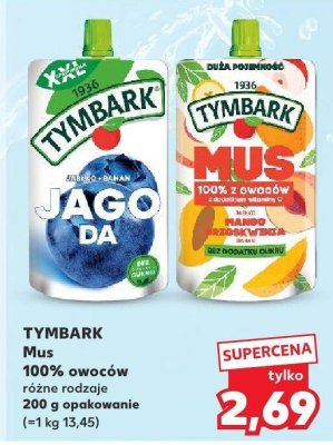 Mus Tymbark 100% owoców różne rodzaje 200 g promocja w Kaufland