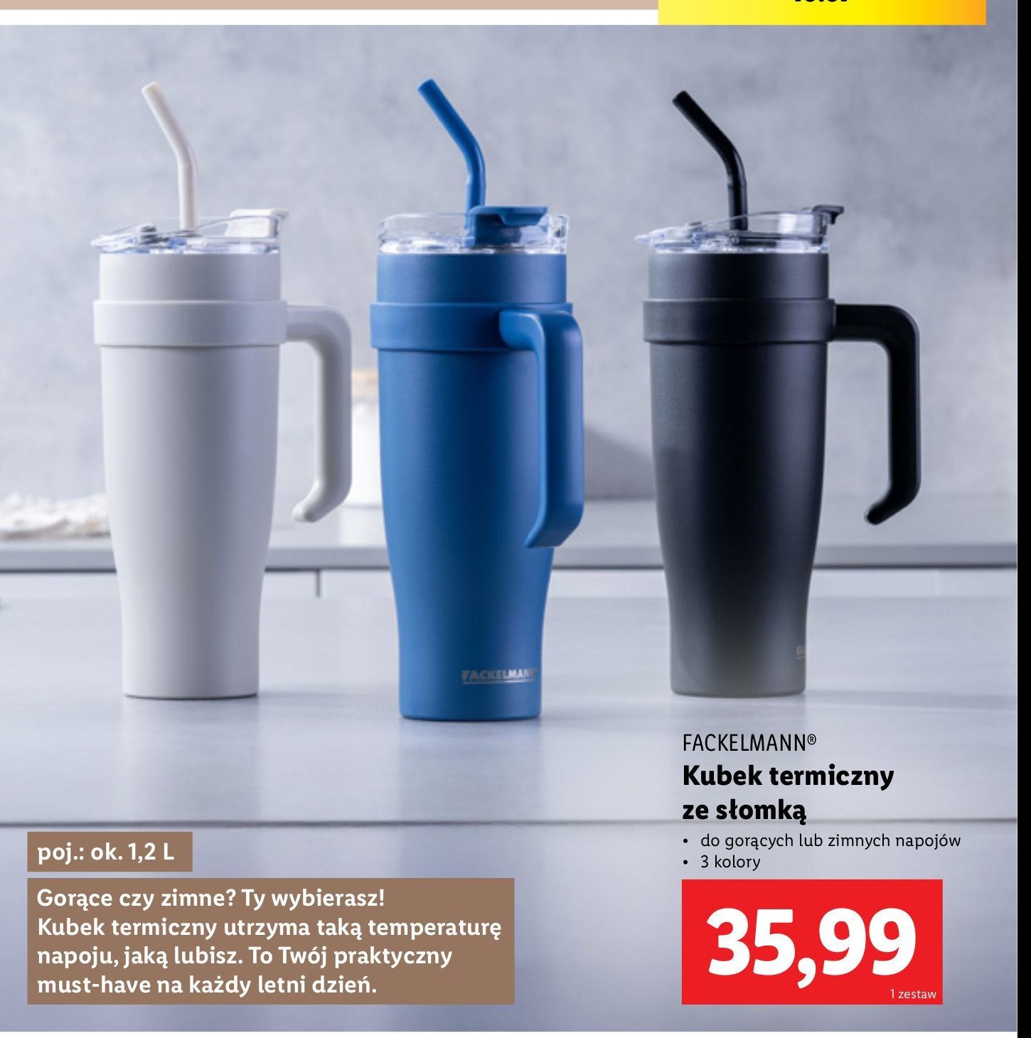 Kubek termiczny ze słomką Fackelmann promocja w Lidl