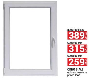 Okno OKNO BIAŁE uchylno rozwierne prawe, lewe 600x900 mm promocja w Merkury Market