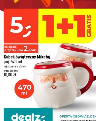 Kubek świąteczny Mikołaj 470 ml promocja w Dealz