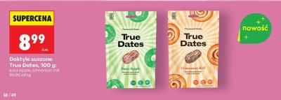 Daktyle suszone True, 100 g cinnamon roll promocja w Biedronka