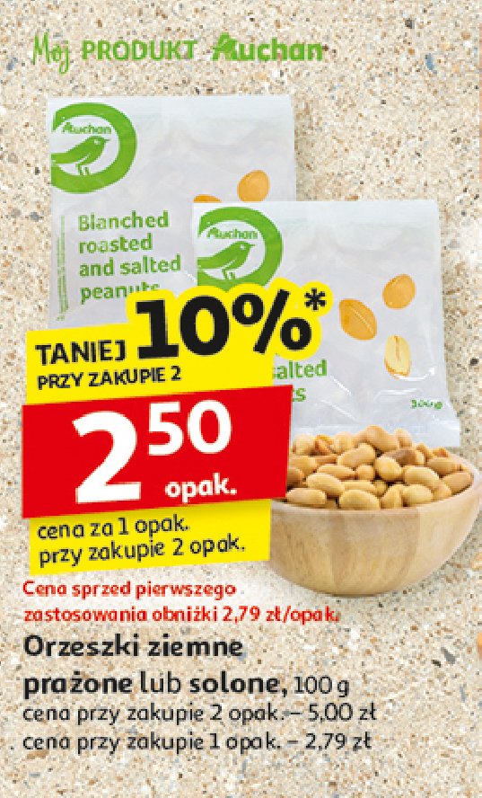 Orzeszki ziemne prażone i solone Auchan promocja