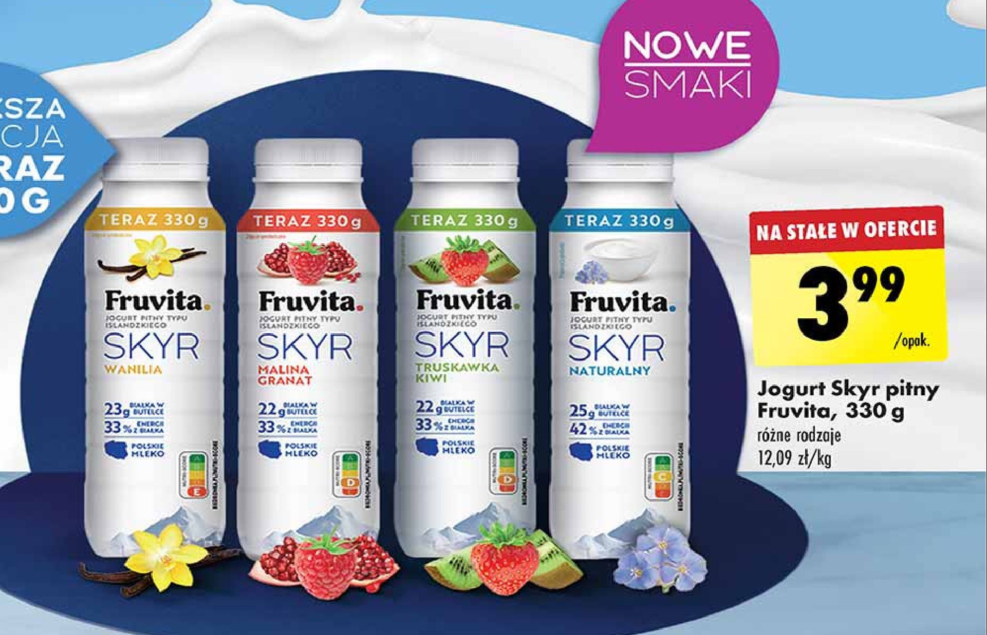 Jogurt malina granat Fruvita skyr promocja w Biedronka