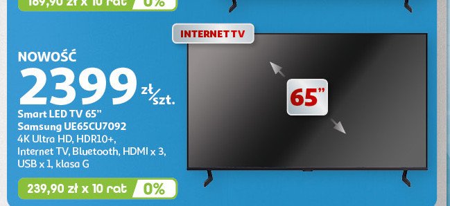 Telewizor 65'' ue65cu7092 Samsung promocja