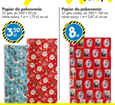 Papier do pakowania 57 gsm, Jumbo, ok. 300 × 100 cm, różne wzory promocja w Tedi