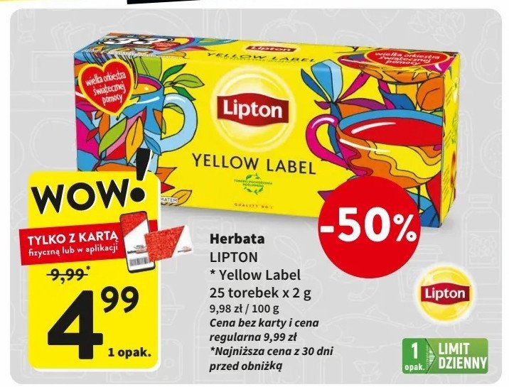 Herbata Lipton yellow label tea promocja w Intermarche