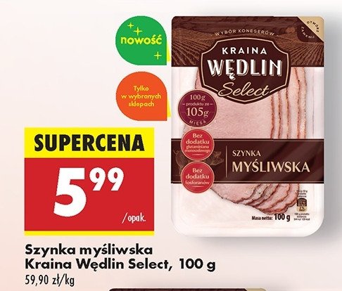 Szynka myśliwska Kraina wędlin select promocja w Biedronka