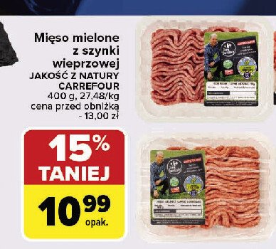 Mięso mielone z szynki wieprzowej Carrefour targ świeżości promocja w Carrefour