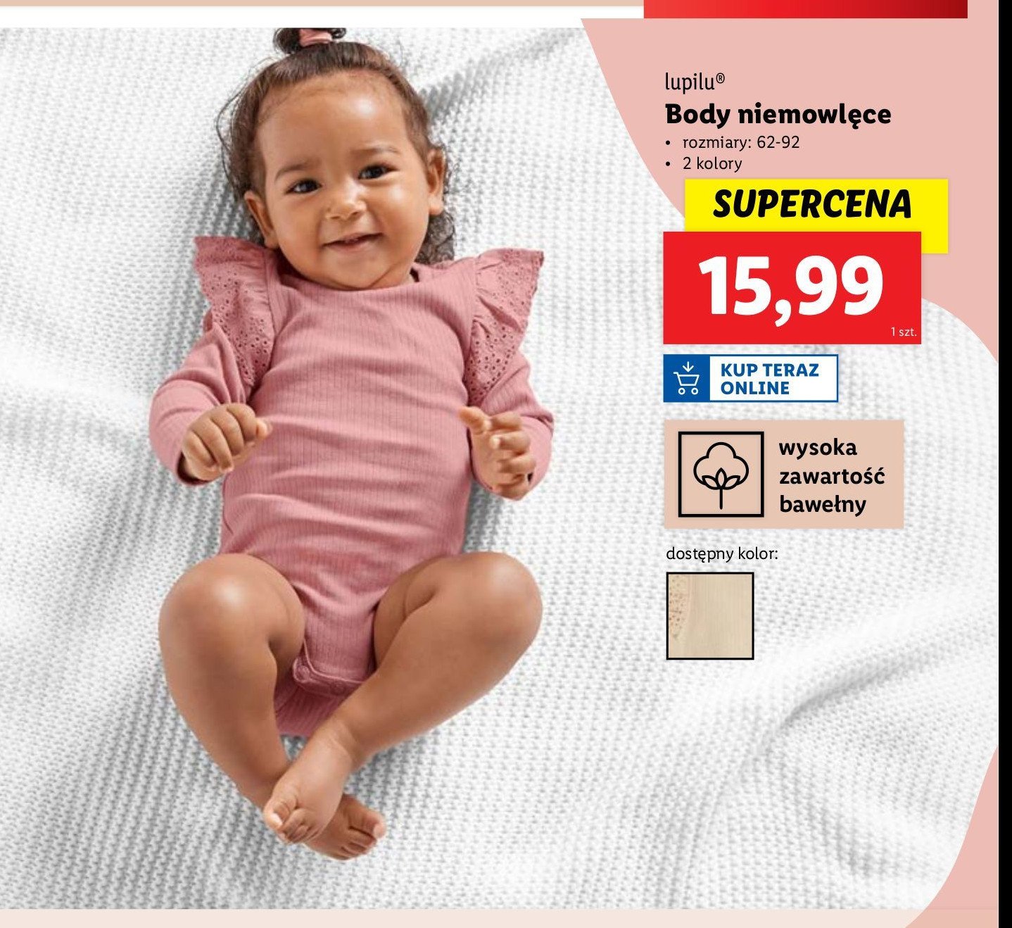 Body niemowlęce 62-92 Lupilu promocja w Lidl