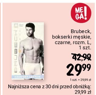 Bokserki męskie czarne rozm. l BRUBECK promocja