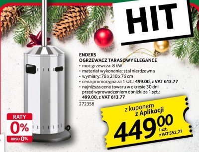 Ogrzewacz tarasowy ELEGANCE ENDERS promocja w Selgros