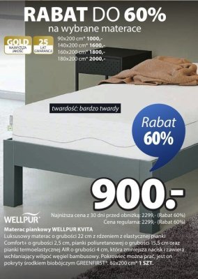 Materac piankowy KVITA promocja w Jysk