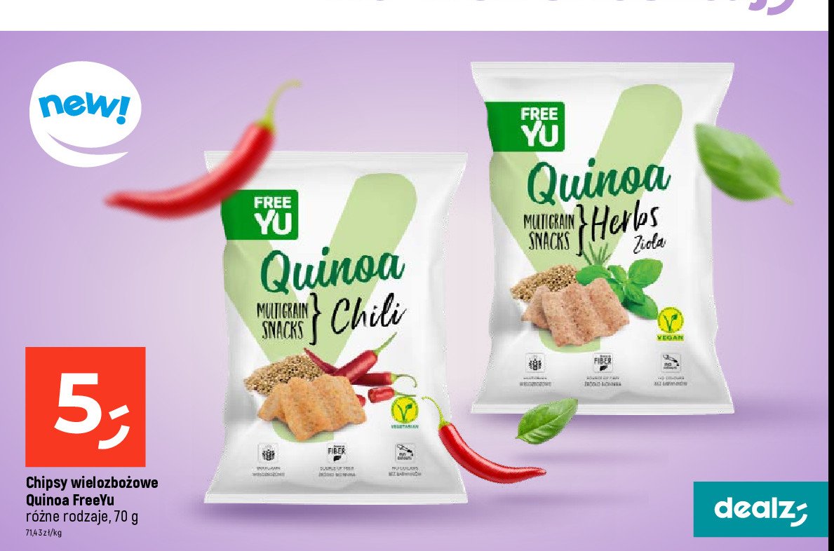 Chipsy quinoa zioła Freeyu promocja