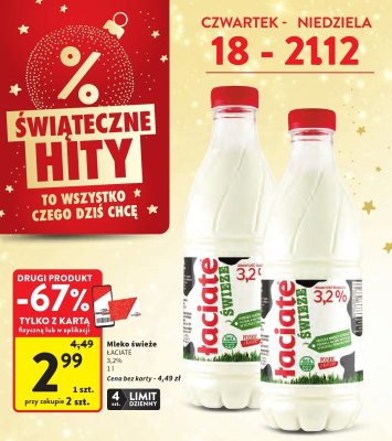 Mleko świeże ŁACIATE 3,2% promocja w Intermarche