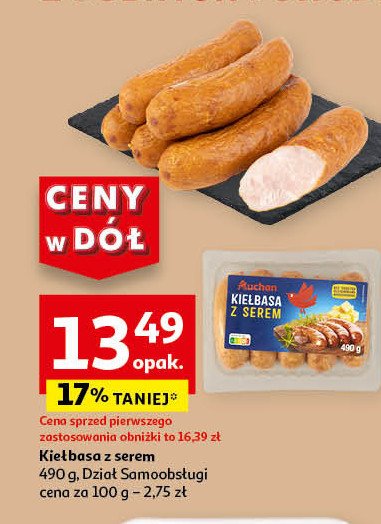 Kiełbasa z serem Auchan różnorodne (logo czerwone) promocja