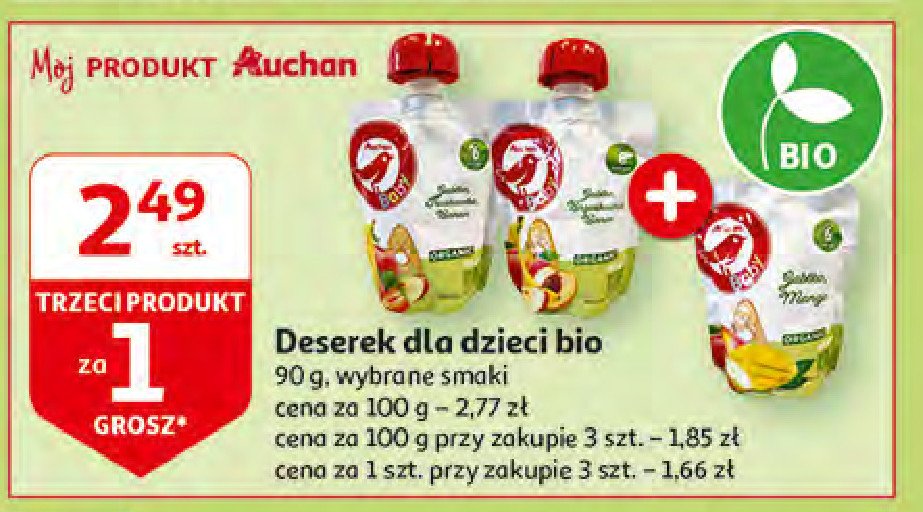 Deserek dla dzieci jabłko brzoskwinia banan Auchan baby promocja