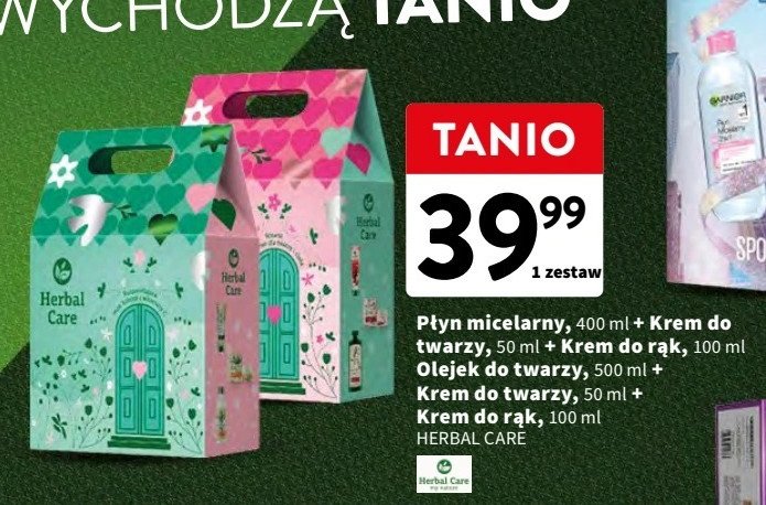Zestaw w pudełku konopie: płyn micelarny 400 ml + krem do rąk 100 ml + krem do twarzy 50 ml Farmona herbal care zestaw promocja