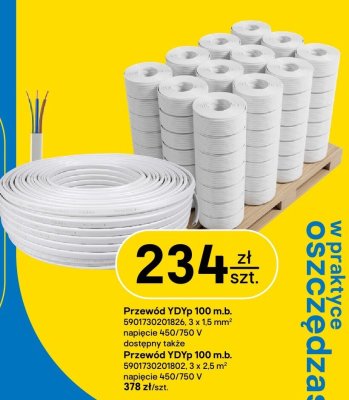 Przewód YDYp 100 m.b. 3 x 1.5 mm² promocja w Castorama
