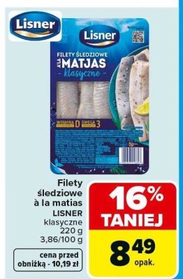 Filety śledziowe à la matias Lisner klasyczne promocja w Carrefour Market