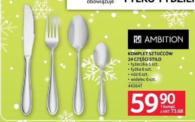 Sztućce AMBITION KOMPLET SZTUĆCÓW 24 CZĘŚCI STILO promocja w Selgros