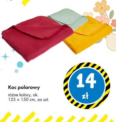 Koc polarowy różne kolory 125 x 150 cm promocja w Tedi