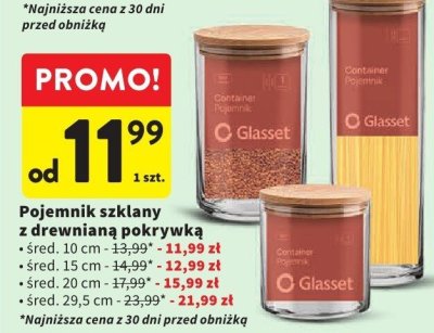 Pojemnik szklany z drewnianą pokrywką 29,5 cm promocja w Intermarche