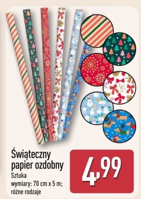 Świąteczny papier ozdobny, różne rodzaje promocja w Aldi