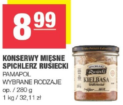 Konserwy mięsne Spichlerz Rusiecki Pamapol różne rodzaje promocja w SPAR