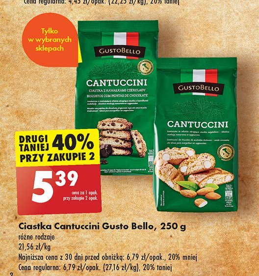 Ciastka cantuccini z czekoladą Gustobello promocja