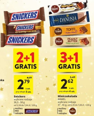 Baton Snickers wybrane rodzaje promocja w Intermarche