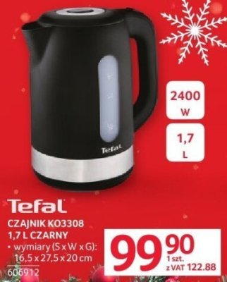 Czajnik Tefal KO3308 1,7 L czarny promocja w Selgros
