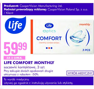 Soczewki miesięczne comfort Life (super-pharm) promocja