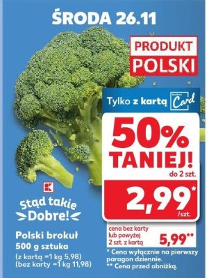 Brokuł polski 500 g sztuka promocja w Kaufland