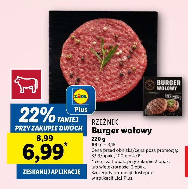 Burger wołowy Rzeźnik codzienna dostawa promocja w Lidl