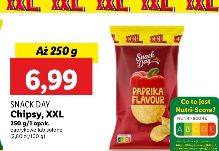 Chipsy paprykowe Snack day promocja w Lidl