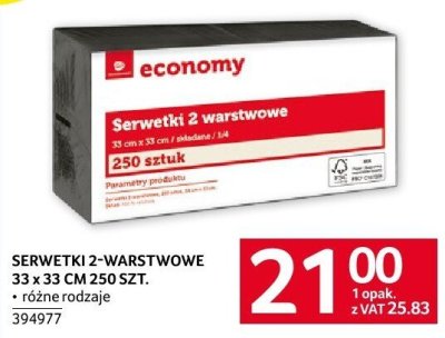 Serwetki 2-warstwowe 33 x 33 CM 250 SZT. + różne rodzaje economy promocja w Selgros