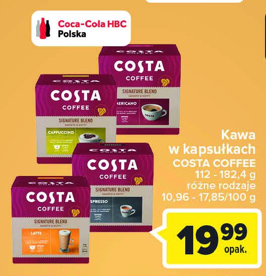 Kawa capuccino Costa coffee signature blend promocja