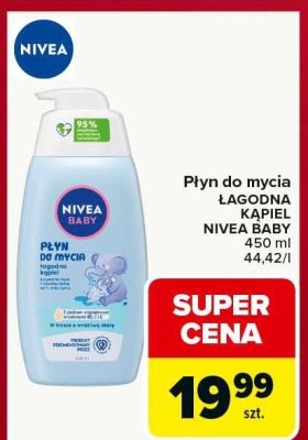 Płyn do mycia ŁAGODNA KĄPIEL NIVEA BABY 450 ml promocja w Carrefour