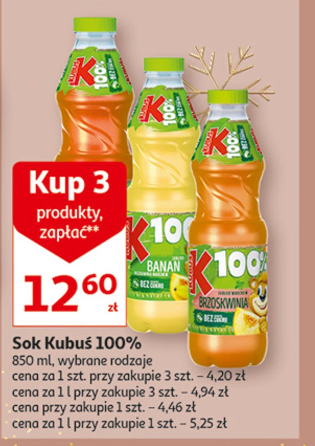 Sok jabłko-marchew-banan-truskawka Kubuś 100% sok promocja