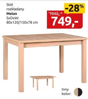 Stół rozkładany Melan promocja w Black Red White