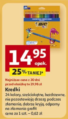 Kredki 24 kolory, sześciokątne, bezdrzewne promocja w Auchan