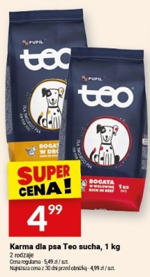 Karma dla psa Teo sucha 1kg 2 rodzaje promocja w Twój Market