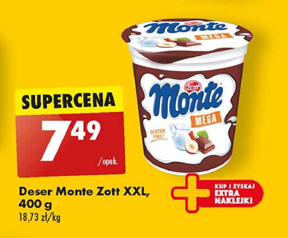 Deser mleczno-czekoladowy z orzechami Zott monte mega promocja