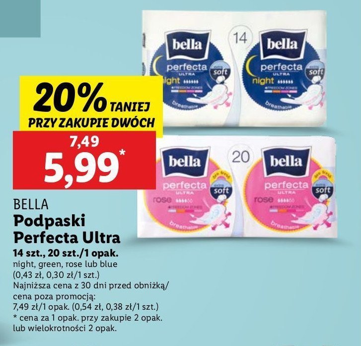 Podpaski Bella perfecta ultra green promocja w Lidl