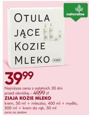 Krem ZIAJA KOZIE MLEKO krem 50 ml + mleczko 400 ml + mydło 500 ml + krem do rąk 50 ml promocja w Super-Pharm