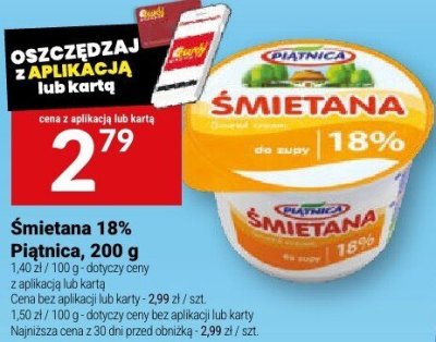 Śmietana 18% Piątnica, 200 g promocja w Twój Market