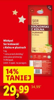 Ser królewski z Kolna w plastrach promocja w Lidl