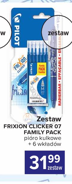 Pióro kulkowe clicker + 6 wkładów Pilot frixion promocja