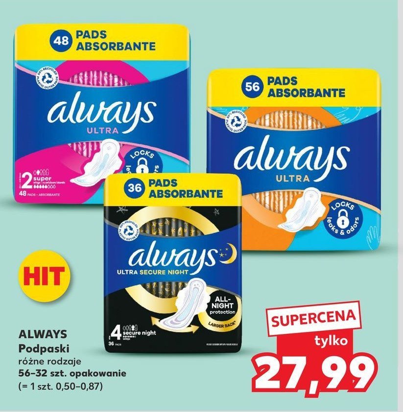 Podpaski super Always ultra promocja