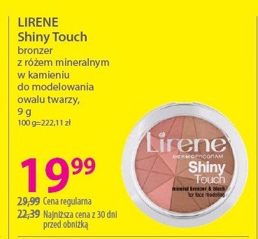 Bronzer mineralny z różem Lirene shiny touch promocja w Hebe